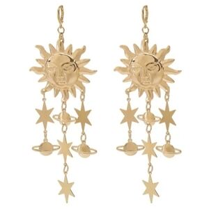 NEW UO Golden Celestial Whimsigoth Witchy Style Sun Stars & Planets Earrings